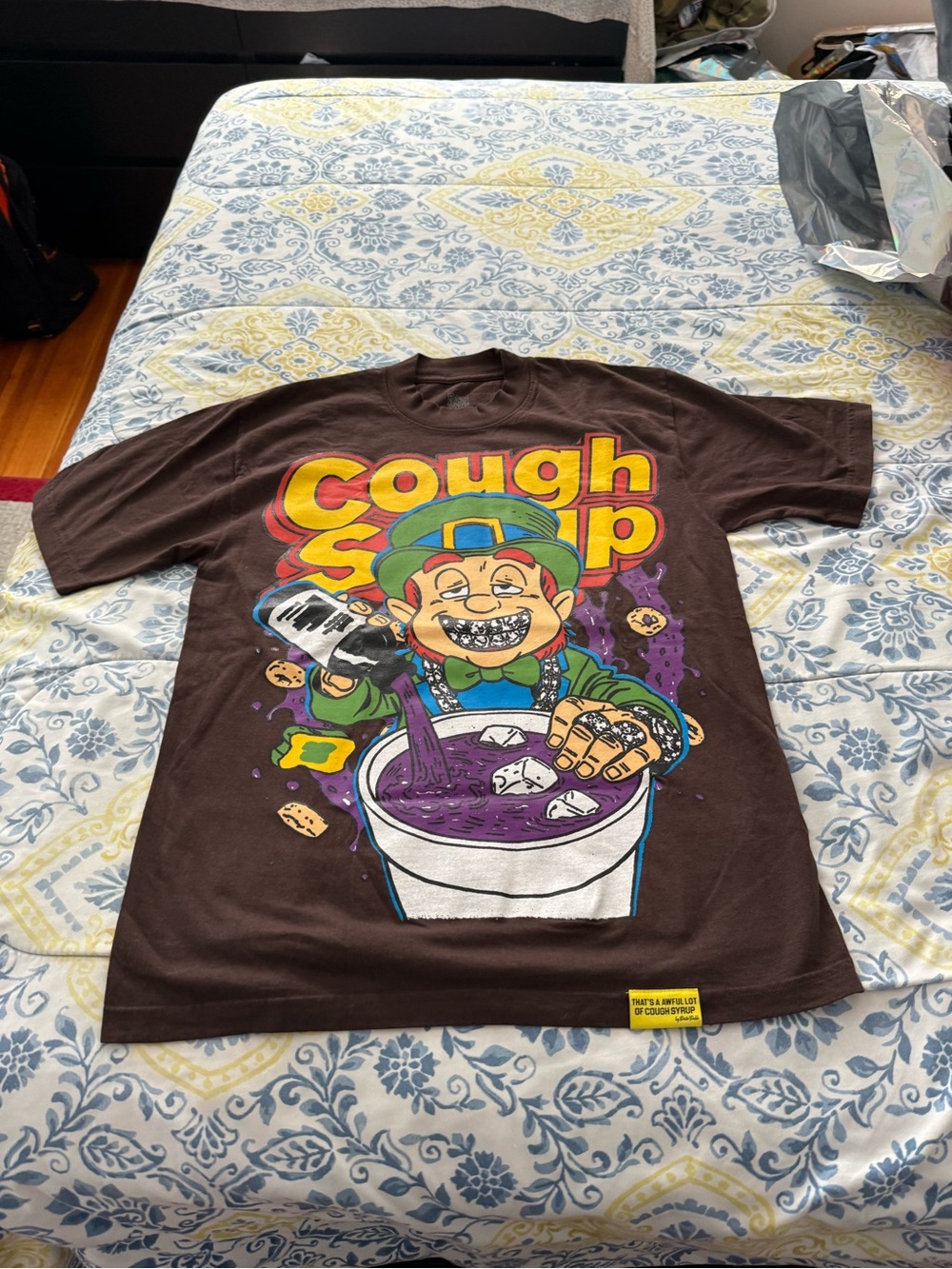 ALOC Men’s Brown 'Cough Syrup' Graphic Short Sleeve Tee